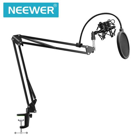 Neewer NB-35 soporte de brazo de tijera para micrófono soporte de Clip para micrófono y abrazadera de montaje de mesa y filtro NW protector de parabrisas y Kit de montaje de Metal ► Foto 1/6