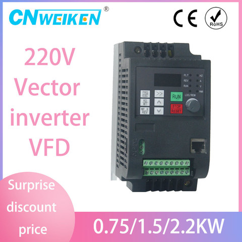 Convertidor de frecuencia variable de 50Hz/60Hz, inversor de motor Wk310 VFD 1.5kw, entrada monofásica 220v, salida trifásica 220 ► Foto 1/6