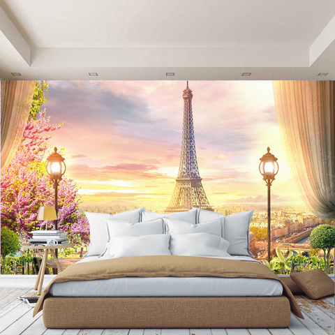 Mural de pared Torre Eiffel, mural de París, papel tapiz para vestíbulo, cocina, dormitorio, murales espacio expandible ► Foto 1/4