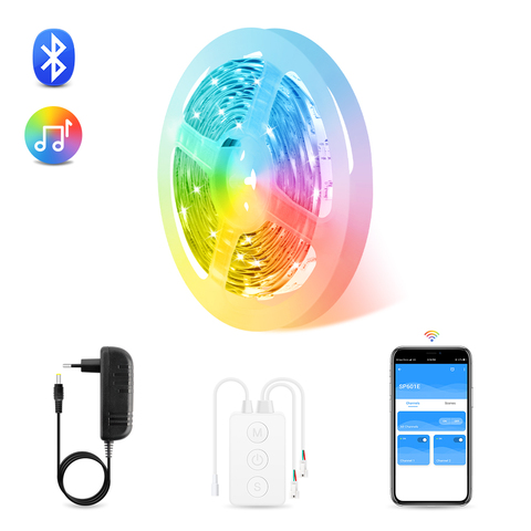 Tira de luces LED RGBIC App Control Bluetooth, Dreamcolor Music Sync luces Led para habitación, dormitorio, cocina, decoración de Navidad ► Foto 1/6