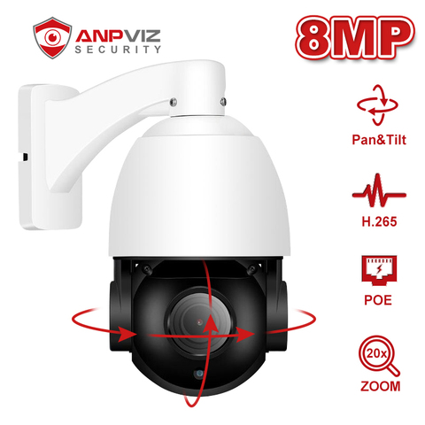 Anpviz 4K 8MP POE cámara IP PTZ 20X Zoom con Audio impermeable al aire libre de seguridad CCTV, cámara IR distancia 50m ONVIF H.265 P2P ver ► Foto 1/5