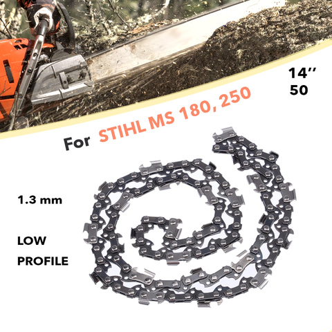 Cadena Oregon 3/8, 1,3mm 50 enlaces 91vxl050er diente azul para STIHL MS 180 ms180 181, 200 de 250 socio 1535EL 1540EL 1640EL gasolina sierra de cadena hoja parte para todas las motosierras 12 14 16 pulgadas ► Foto 1/6