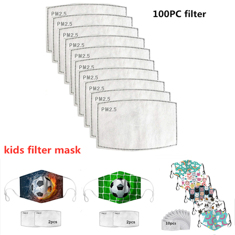 100pc máscara de cara Para niños Filtros 100pc Filtros de carbono activado 5 capa Filtros Para Mascarilla transpirable Filtros Para máscara Para niños ► Foto 1/6