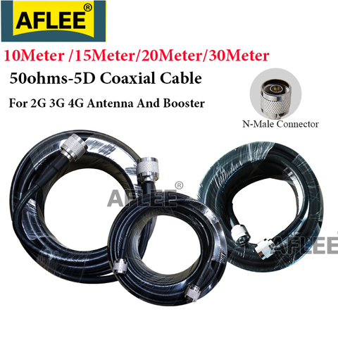 AFLEE-Adaptador de conector para amplificador de señal móvil, cable coaxial de 10M/15M/20M/30 metros de 50 ohmios para repetidor de refuerzo de red 2G 3G 4G en interiores y exteriores ► Foto 1/4