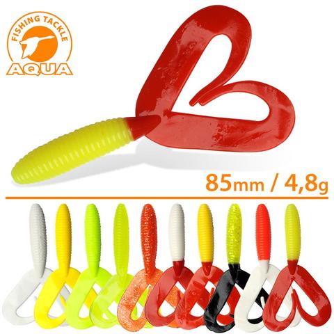 Soft Fishing Lure Silicone Twister Aqua FishingFever Twix (8.5 cm) 5 pcs ► Foto 1/6