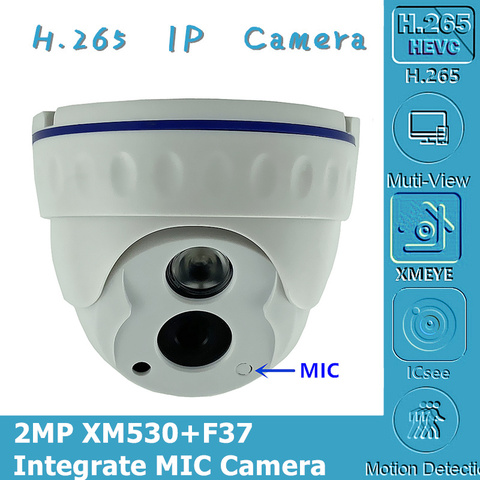 Cámara IP de techo con micrófono integrado, Audio H.265 de 2MP, 1920x1080, XM530 + F37, 42Mil, infrarroja, Onvif, CMS, XMEYE, IRC, P2P, Cloud, RTSP ► Foto 1/6