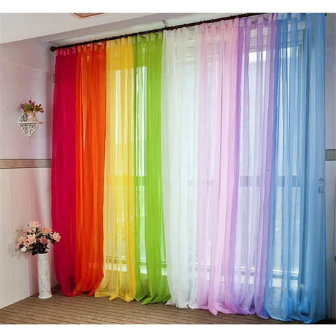 200*100 Cm Color sólido Chiffon cortinas cortinasd e tul ducha en el cuarto de baño cortinas para ventanas de Panel de decoración de dormitorio ► Foto 1/6