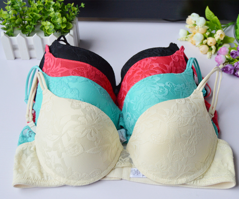 Nuevo acolchado grueso acolchado Push Up bordado de encaje Floral Bra ropa interior sujetadores de BH ropa interior tamaño 32 34 36 38 40 42 44 A, B, C, D, E. ► Foto 1/6