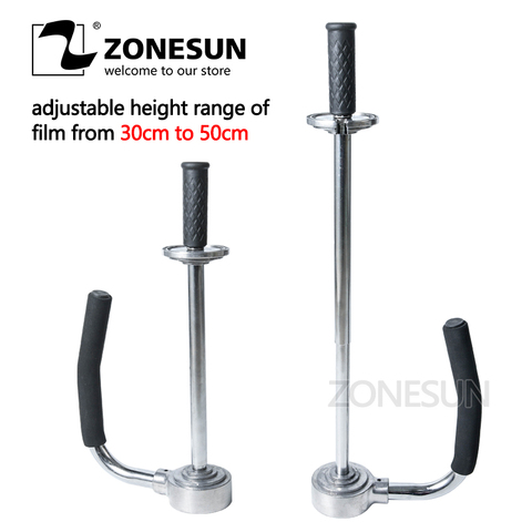 ZONESUN portátil 30-50cm altura ajustable película estirable máquina de embalaje dispensador de mano de acero inoxidable paleta herramienta de embalaje ► Foto 1/5