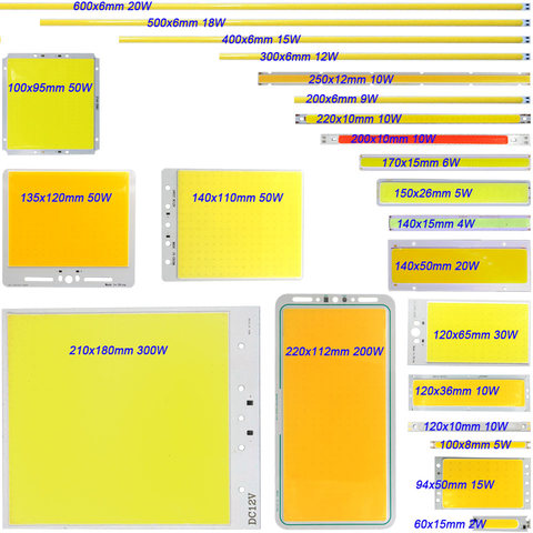 DC 12V bombilla COB Chip LED Panel de luz 2 W-300 W tamaño COB módulo caliente Natural lámpara LED de Color blanco frío rojo verde azul para bricolaje ► Foto 1/6