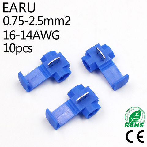 10 Uds azul 1,5-2.5mm2 16-14 AWG, cerradura escocesa de tipo T Cable eléctrico Cable de conectores de Cable terminales de empalme rápido crimpado ► Foto 1/6