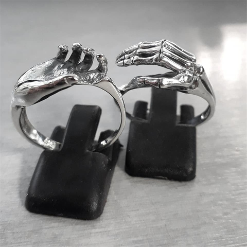 Único amor y amistad puzle para parejas anillo Unisex esqueleto de acero inoxidable anillo de acero joyería ► Foto 1/6