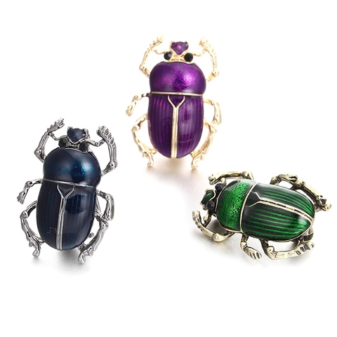 Nueva joyería Vintage, broches de escarabajo para mujeres y niños, esmalte verde púrpura, Animal, broche de insectos, joyería ► Foto 1/6