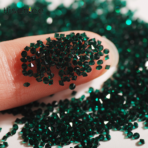 Diamantes de imitación para decoración de uñas, Mini diamantes de imitación para manicura Diy, en color verde oscuro, 1,1 MM, 1440 Uds. ► Foto 1/6