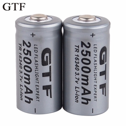 GTF 3,7 V 2500 mAh de iones de litio de la batería 16340 CR123A baterías recargables de 3,7 V CR123 para láser linterna LED celular ► Foto 1/6