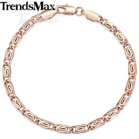 Trendsmax, pulsera de moda 585 de oro rosa para mujer, cadena de Caracol de 5mm, 18cm-25cm, GB179A ► Foto 1/6