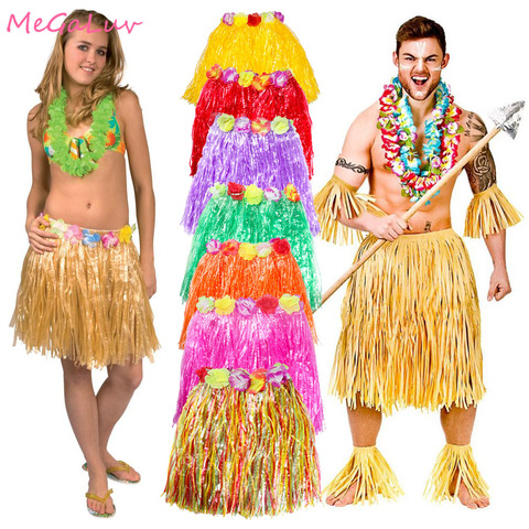 30/40/60/80cm Hawaiano hierba Hula falda fiesta hawaiana en la playa decoración de fiesta baile Hula hierba vestido fiesta Tropical suministros ► Foto 1/6