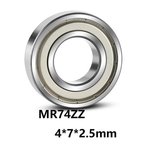 Rodamiento en miniatura de bolas de ranura profunda Mr74Zz, Material de acero para cojinete, 4x7x2,5 Mm, 10 Uds./lote ► Foto 1/2