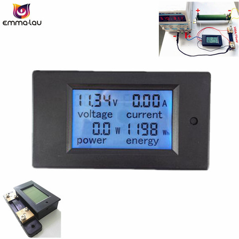 Voltímetro DC LCD Digital DC 6,5-100 V/a medidor de energía amperímetro voltaje de corriente vatios voltios monitor con derivación de 100A ► Foto 1/1