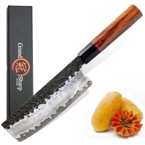 Nakiri-cuchillo de cocina japonés AUS10 de 3 capas, de madera Natural, producto ambiental, para Chef ► Foto 1/6