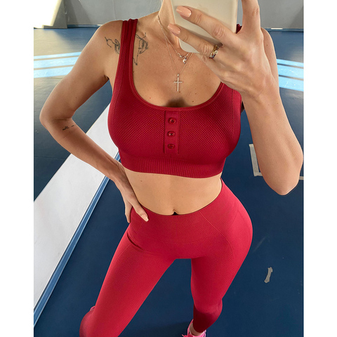 Crop Top de Yoga transparente conjunto ropa deportiva de las mujeres de los deportes sujetador largo polainas Fitness correr entrenamiento ropa para mujeres equipo de gimnasio A005 ► Foto 1/6