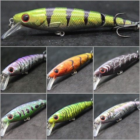 WLure-Señuelos de Pesca con ojos duros 3D, 10cm, 14g, articulados, Jerkbait, pececillo, 2 segmentos, bamboleantes, flotante duro, 2 tamaños, 4 ganchos, S652 ► Foto 1/6