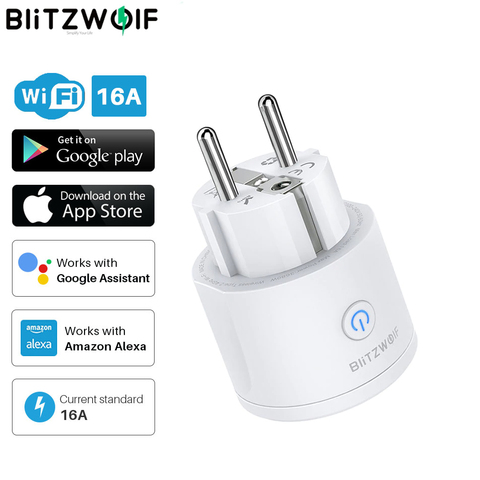 BlitzWolf 3680W 16A Enchufe de la UE WIFI Enchufe inteligente Enchufe eléctrico del hogar inteligente APLICACIÓN Control remoto Temporización Monitoreo de electricidad Trabajar con Alexa Asistente de Google ► Foto 1/6