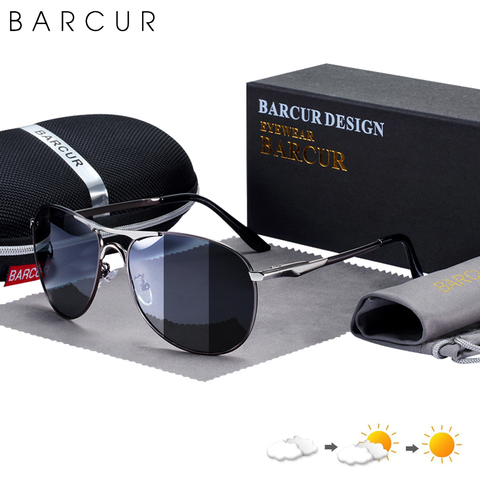 BARCUR-gafas de sol fotocromáticas para hombre, lentes de sol fotocromáticas de alta calidad, de marca de diseñador, polarizadas, para conducir, UV400 ► Foto 1/6