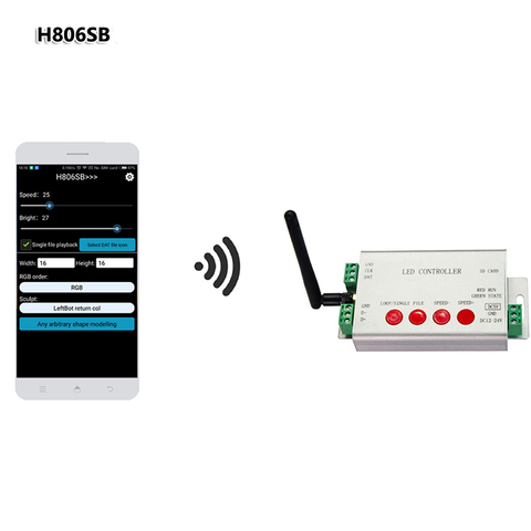 H806SB LED controlador de tarjeta SD controladores LED WIFI SPI controlador DC5-24V controlador Wifi APP Max 2048 píxeles WS2811 Digital luces de tira ► Foto 1/6