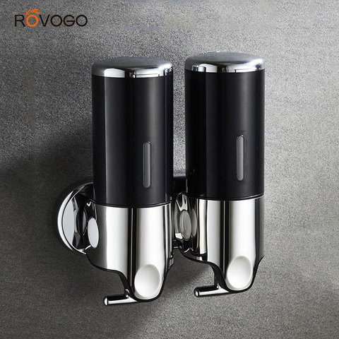 ROVOGO ducha de mano Manual dispensador de champú y jabón montaje en pared, doble bomba dispensador de ducha negro/oro/blanco/transparente ► Foto 1/6