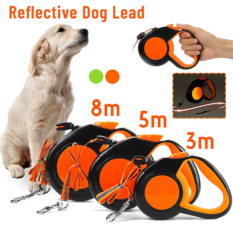 Correa retráctil automática de nailon para perros y gatos, cuerda extensible de tracción para caminar y correr, suministros para mascotas, 3/5/8M, 1 unidad ► Foto 1/6