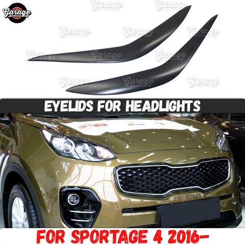 Los párpados para los faros para Kia Sportage 4 2016-de plástico ABS de los cilios las cejas cubiertas de molduras Accesorios Estilo de coche tuning ► Foto 1/6