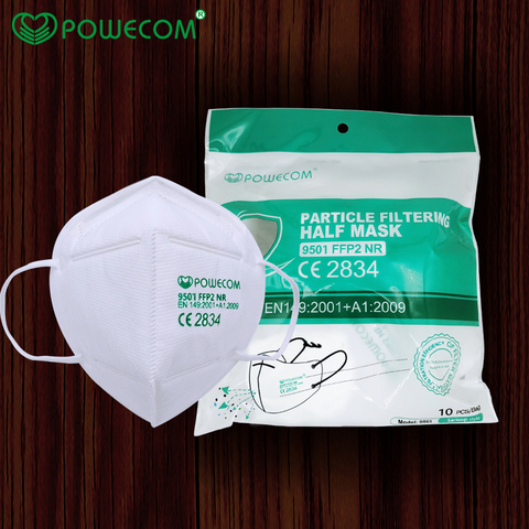 Powecom-mascarilla facial protectora FFP2 con 9501 de filtración, máscara con mufla bucal con CE, 95% ► Foto 1/6