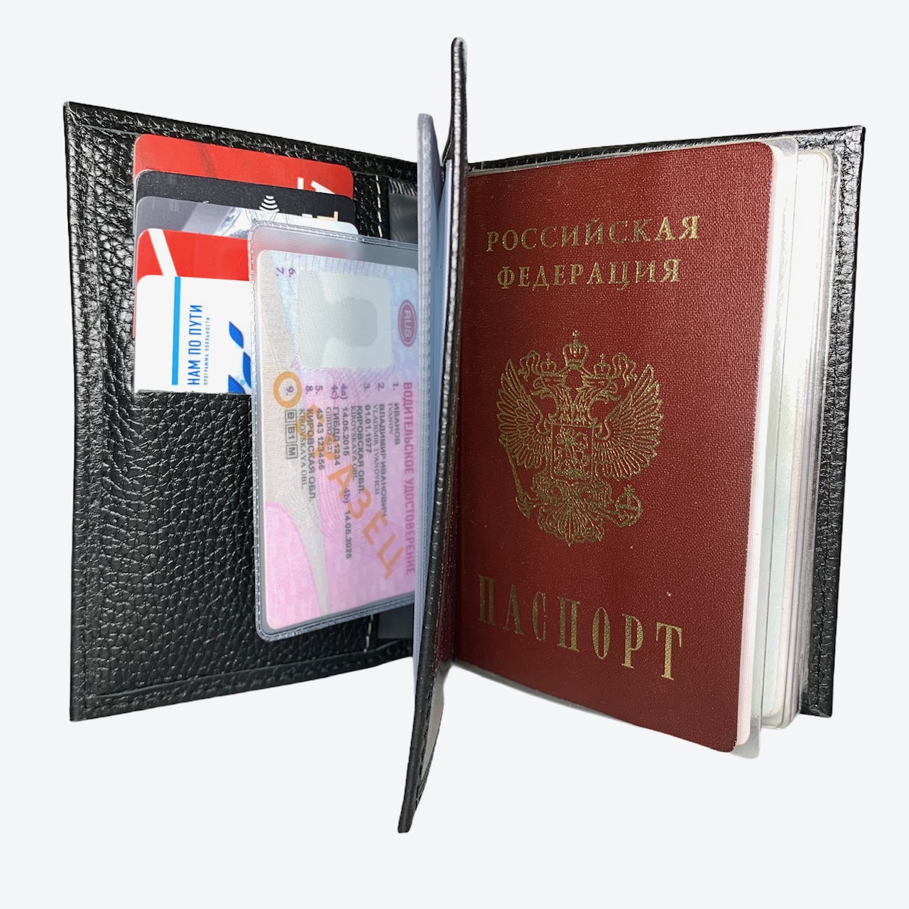 Funda de cuero Unisex para documentos, pasaporte, tarjetero ► Foto 1/5