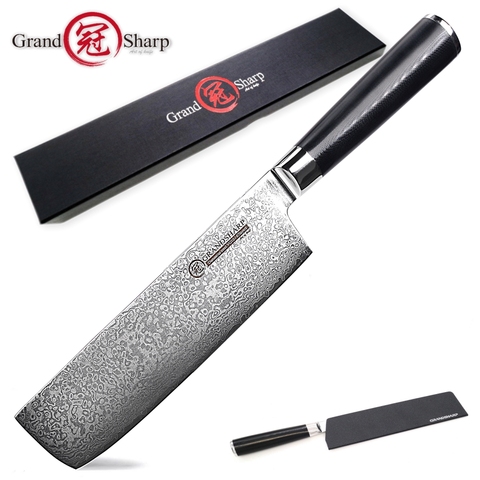 Cuchillo Damasco Nakiri japonés de acero Chef rebanar vegetales cuchillo de cocina G10 mango herramientas de cocina 67 capas vg10 Sharp inoxidable ► Foto 1/6