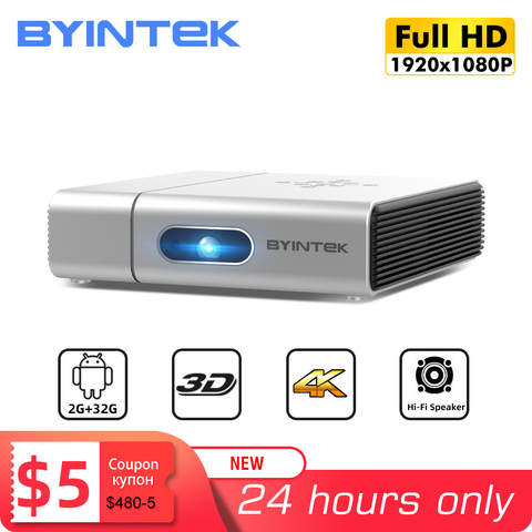 BYINTEK U50 Full HD 1080P Mini 2K 3D 4K Android Wifi inteligente láser portátil casa LED, Proyector DLP Proyector para teléfono móvil ► Foto 1/6