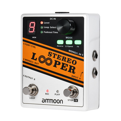 Ammoon estéreo LOOPER guitarra Pedal 10 independiente bucles guitarra eléctrica del Pedal del efecto 10 min tiempo de grabación ilimitado doblaje ► Foto 1/6