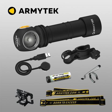 Linterna LED Armytek Wizard para bicicleta, linterna 3 en 1 recargable por USB, batería de iones de litio 18650 + montaje incluido ► Foto 1/6