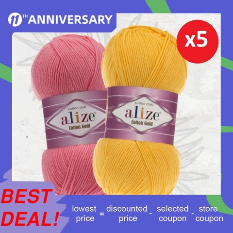 Alize-hilos dorados de algodón, 5x100gr-330mt % 55 algodón Blanket, suave, manta de bebé, cárdigan, suéter, blusa de Chal, textiles para el hogar, Amigurumi ► Foto 1/6