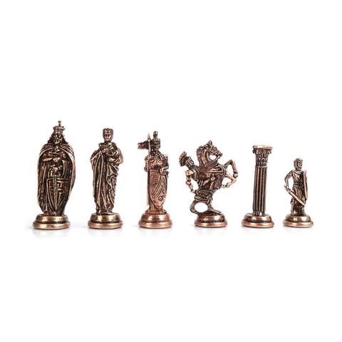 Real Ejército británico Metal antiguo de cobre hecho a mano ajedrez piezas rey 8 cm (sin tablero, sólo 32 piezas) ► Foto 1/4
