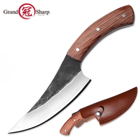 Cuchillo de caza de acero de alto carbono cuchillo fijo hecho a mano 58HRC mango de madera Camping táctico supervivencia EDC rescate herramientas al aire libre nuevo ► Foto 1/6