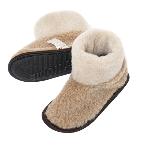 Babushi abuela ovejas lana oveja woollamb merino zapatos de Casa chuni-Botas de fieltro caliente piel de oveja natural de piel Zapatillas de casa, regalo para hombre, mujer útil hecho a mano artesanía cosido ► Foto 1/6