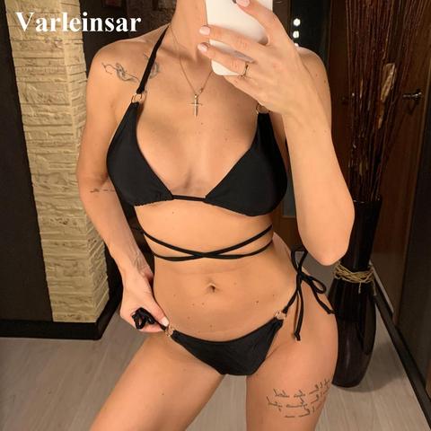 Bikini envolvente con Tanga para mujer, bañador Sexy, conjunto de Bikini de dos piezas, traje de baño V1677 2022 ► Foto 1/6