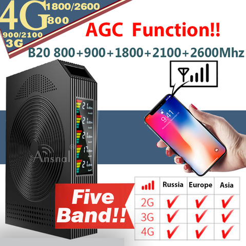 1 Uds cinco banda B20/800/900/1800/2100/2600Mhz 4G celular amplificador celular repetidor GSM 2G 3G 4G amplificador de señal móvil LTE DCS ► Foto 1/6