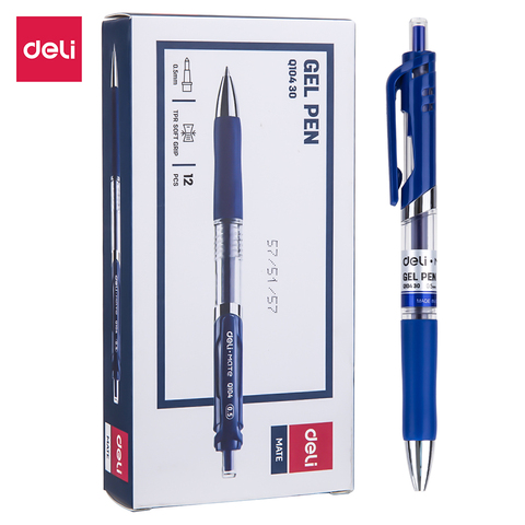 Deli-bolígrafo de Gel retráctil, Punta EQ104 de 0,5mm, herramientas de escritura de color negro y azul, suministros para escuela y oficina, papelería, bolígrafos de tinta de gel ► Foto 1/6