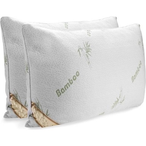 Almohada de bambú viscoso, almohada de espuma de memoria triturada, almohadas Premium para dormir con funda lavable, 50x70 cm, 2 uds. ► Foto 1/3