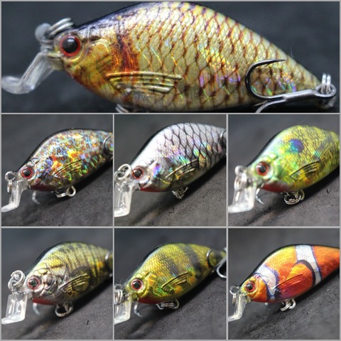 WLure, 6,4 cm, 7g, Crankbait, pintura de RealSkin, pequeño perfil ancho, forma de sábalo, cebo duro, anzuelo de alta calidad, señuelo falso, señuelo de pesca HC503 ► Foto 1/6