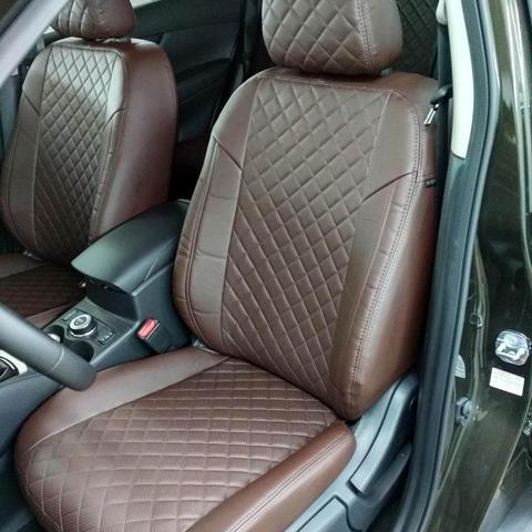 Para Nissan x-trail T32 con 2015-2022 GW. Fundas de asiento de modelo hechas de cuero ecológico [piloto automático modelo rombo eco-leather] ► Foto 1/6