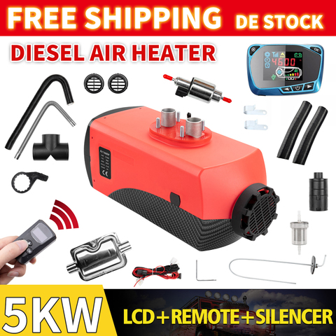 Renoster 5KW 12V calentador de coche vehículo Diesel 5000W calentador de aire LCD CONTROL remoto silenciador plano para camión barco coche Camping Van ► Foto 1/6