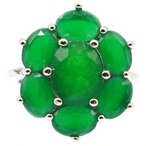 Anillo de plata de Esmeralda verde Real de Diseño Europeo para mujer, joyería fina de moda, para uso diario, 20x17mm ► Foto 1/3